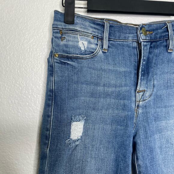 Frame Womens Jeans Size 24 Blue Denim Le High Straight Distressed Medium Wash - Picture 14 of 16